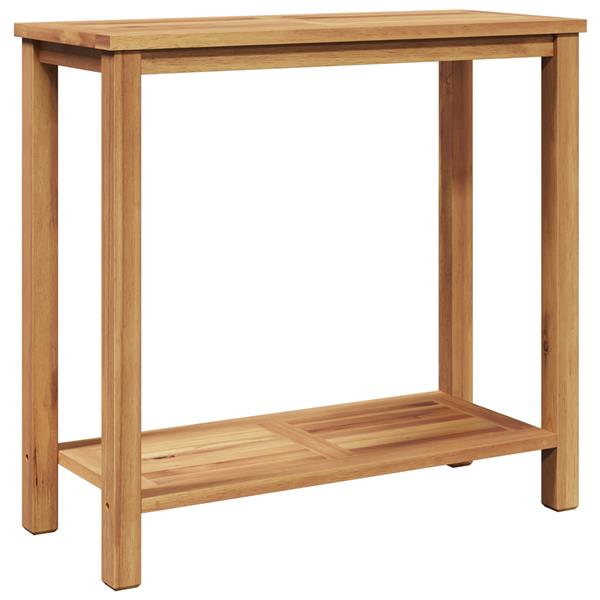 Grote foto vidaxl wandtafel met opslag met plank bruin 85 x 35 x 75 cm massief teakhout tuin en terras tuinmeubelen