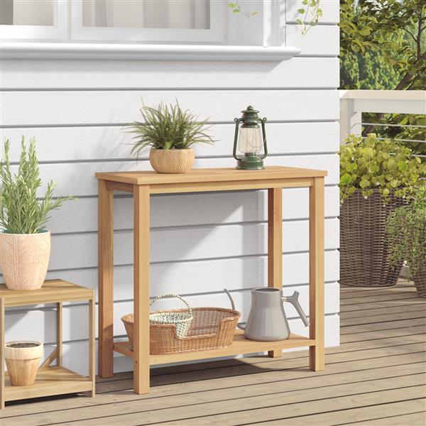 Grote foto vidaxl wandtafel met opslag met plank bruin 85 x 35 x 75 cm massief teakhout tuin en terras tuinmeubelen