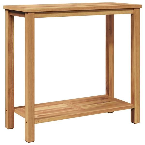 Grote foto vidaxl wandtafel met opslag met plank bruin 85 x 35 x 75 cm massief teakhout tuin en terras tuinmeubelen