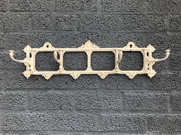 Grote foto wandkapstok antiek wit met draaibare haak gietijzer shabby look geschilderd huis en inrichting woningdecoratie