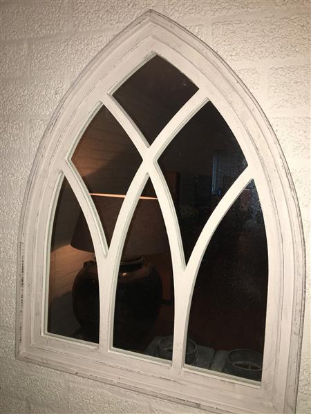 Grote foto 1 spiegel venster met houten frame in white wash huis en inrichting woningdecoratie