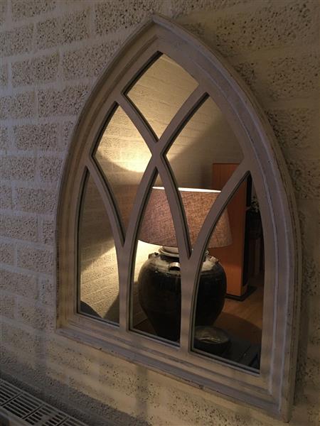 Grote foto 1 spiegel venster met houten frame in white wash huis en inrichting woningdecoratie