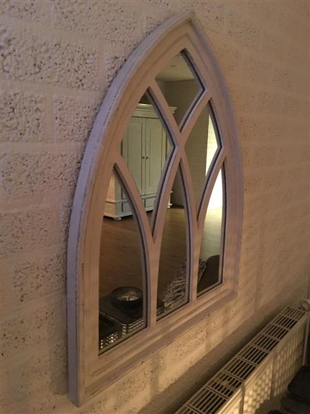 Grote foto 1 spiegel venster met houten frame in white wash huis en inrichting woningdecoratie