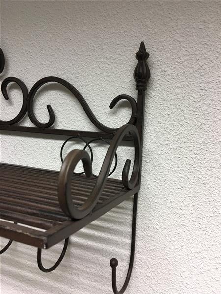 Grote foto 1 laags kapstokrek wandrek in smeedijzer bruin huis en inrichting woningdecoratie
