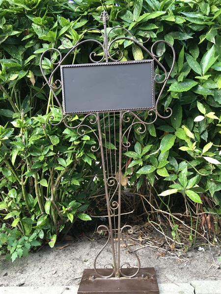Grote foto welkom bord metaal op standaard smeedijzer bruin huis en inrichting woningdecoratie