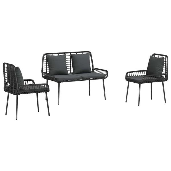 Grote foto vidaxl tuin eetset met kussen 3 pcs zwart antraciet 109 x 63 x 83 cm tuin en terras tuinmeubelen