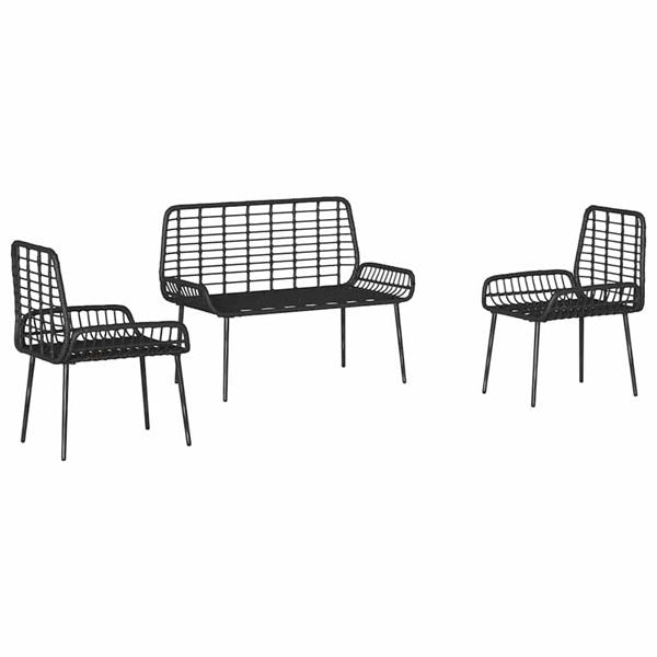 Grote foto vidaxl tuin eetset met kussen 3 pcs zwart antraciet 109 x 63 x 83 cm tuin en terras tuinmeubelen