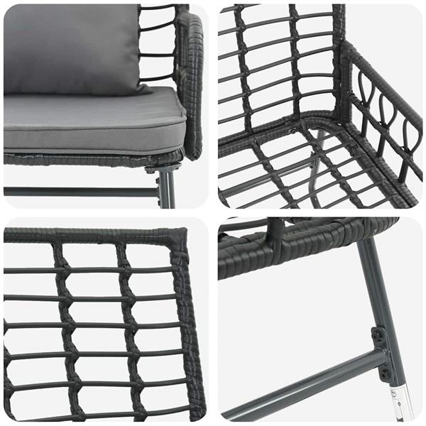 Grote foto vidaxl tuin eetset met kussen 3 pcs zwart antraciet 109 x 63 x 83 cm tuin en terras tuinmeubelen