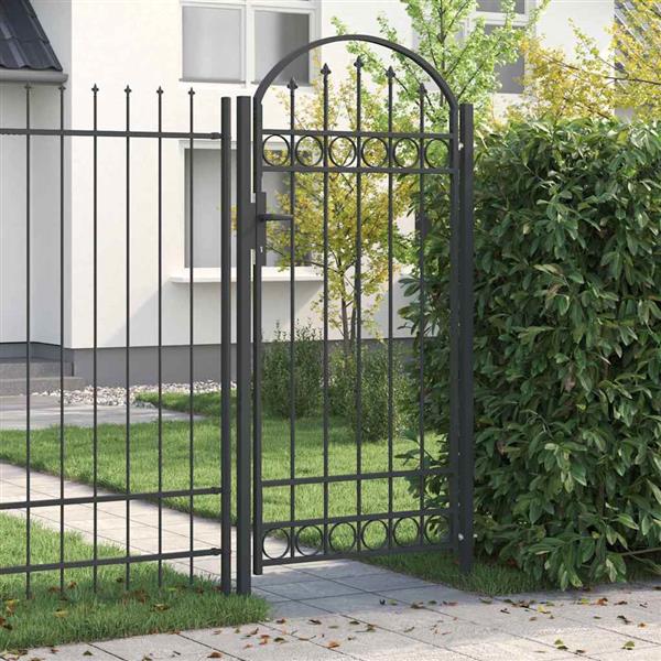 Grote foto vidaxl hekpoort grijs 100 x 250 cm poedergecoat staal tuin en terras hekken en schuttingen