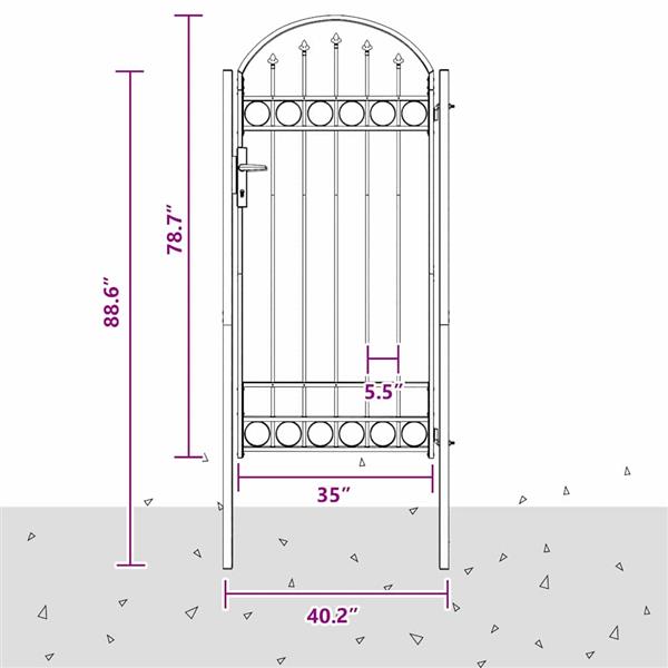 Grote foto vidaxl hekpoort grijs 100 x 250 cm poedergecoat staal tuin en terras hekken en schuttingen