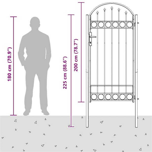 Grote foto vidaxl hekpoort grijs 100 x 250 cm poedergecoat staal tuin en terras hekken en schuttingen