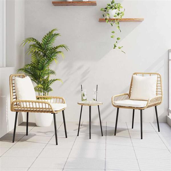 Grote foto vidaxl tuin eetset 3 pcs bruin zwart cr me 35 x 35 x 45 cm tuin en terras tuinmeubelen