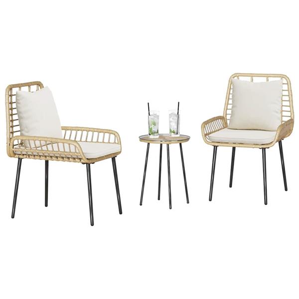Grote foto vidaxl tuin eetset 3 pcs bruin zwart cr me 35 x 35 x 45 cm tuin en terras tuinmeubelen