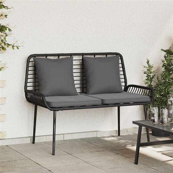 Grote foto vidaxl tuinbank zwart antraciet 109 x 63 x 83 cm poly riet staal tuin en terras tuinmeubelen