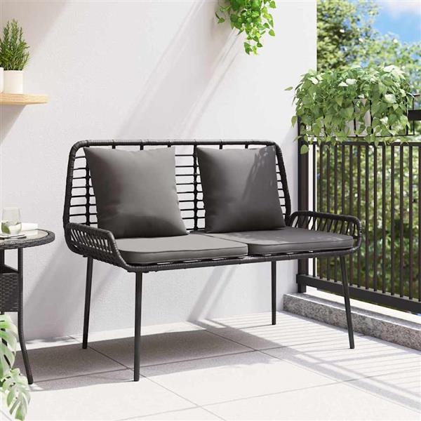 Grote foto vidaxl tuinbank zwart antraciet 109 x 63 x 83 cm poly riet staal tuin en terras tuinmeubelen