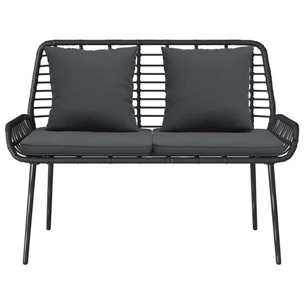 Grote foto vidaxl tuinbank zwart antraciet 109 x 63 x 83 cm poly riet staal tuin en terras tuinmeubelen