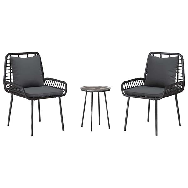 Grote foto vidaxl tuin eetset met kussen 3 pcs zwart antraciet 35 x 35 x 45 cm tuin en terras tuinmeubelen
