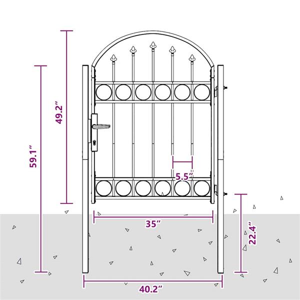 Grote foto vidaxl hekpoort grijs 100 x 125 cm poedergecoat staal tuin en terras hekken en schuttingen