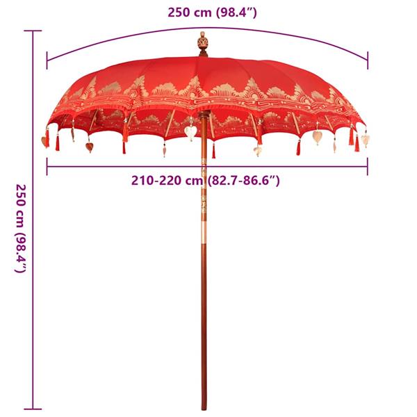 Grote foto vidaxl parasol anders rood x 250 cm tuin en terras overige tuin en terras