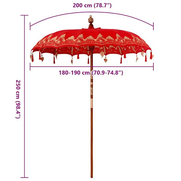 Grote foto vidaxl parasol anders rood x 250 cm tuin en terras overige tuin en terras