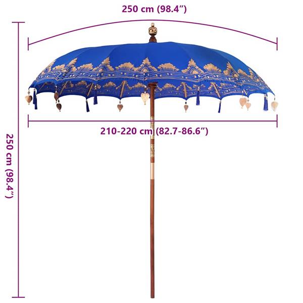 Grote foto vidaxl parasol anders blauw x 250 cm tuin en terras overige tuin en terras