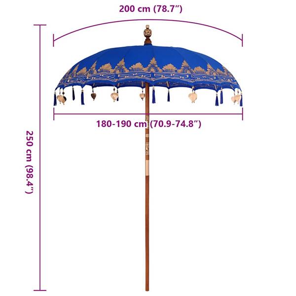 Grote foto vidaxl parasol anders blauw x 250 cm tuin en terras overige tuin en terras