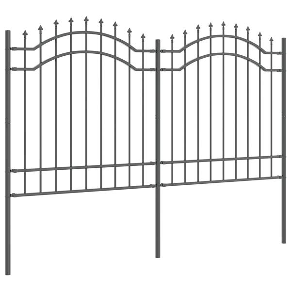 Grote foto vidaxl tuin hek grijs 165 cm poedergecoat staal tuin en terras hekken en schuttingen