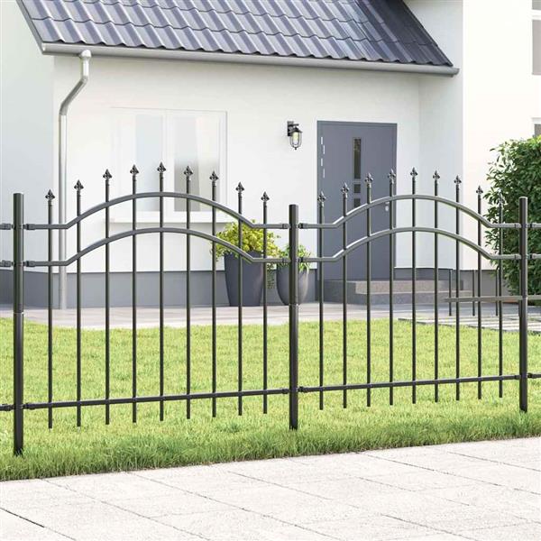 Grote foto vidaxl tuin hek grijs 140 cm poedergecoat staal tuin en terras hekken en schuttingen