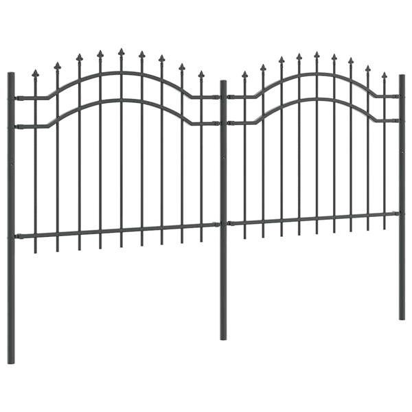 Grote foto vidaxl tuin hek grijs 140 cm poedergecoat staal tuin en terras hekken en schuttingen