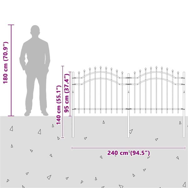 Grote foto vidaxl tuin hek grijs 140 cm poedergecoat staal tuin en terras hekken en schuttingen