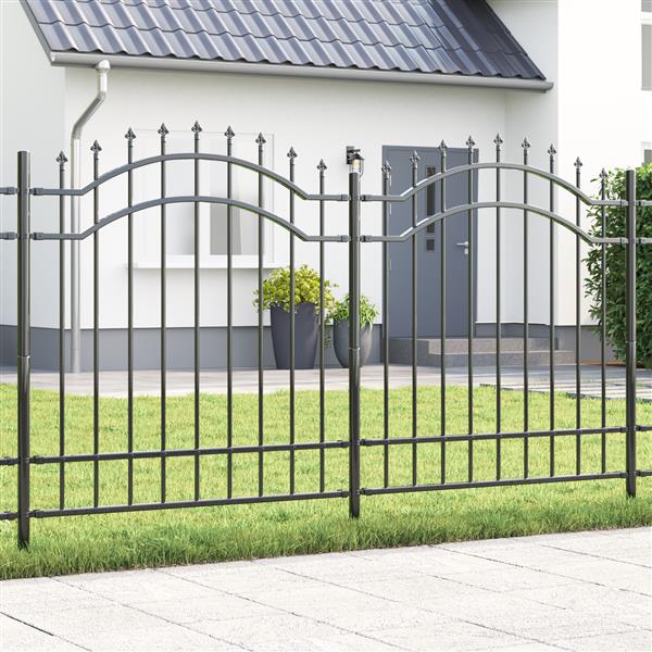 Grote foto vidaxl tuin hek grijs 215 cm poedergecoat staal tuin en terras hekken en schuttingen