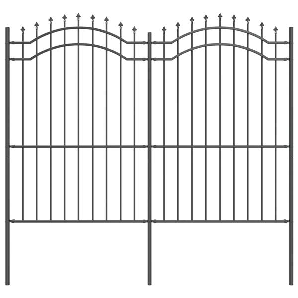 Grote foto vidaxl tuin hek grijs 215 cm poedergecoat staal tuin en terras hekken en schuttingen