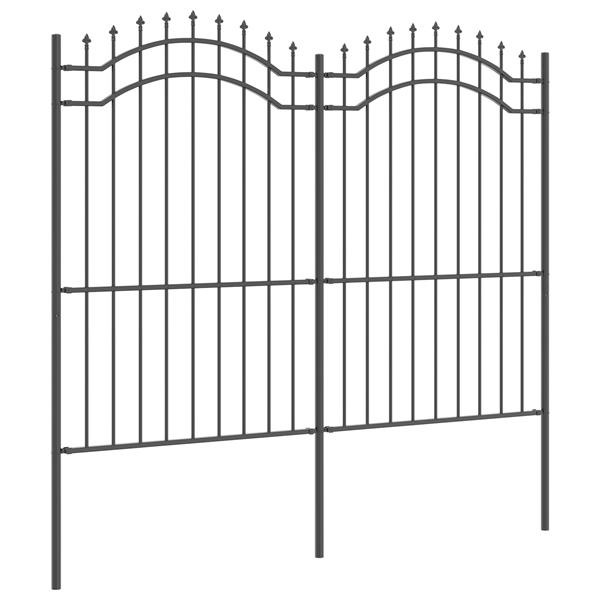 Grote foto vidaxl tuin hek grijs 215 cm poedergecoat staal tuin en terras hekken en schuttingen
