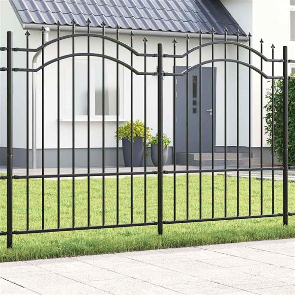 Grote foto vidaxl tuin hek grijs 190 cm poedergecoat staal tuin en terras hekken en schuttingen