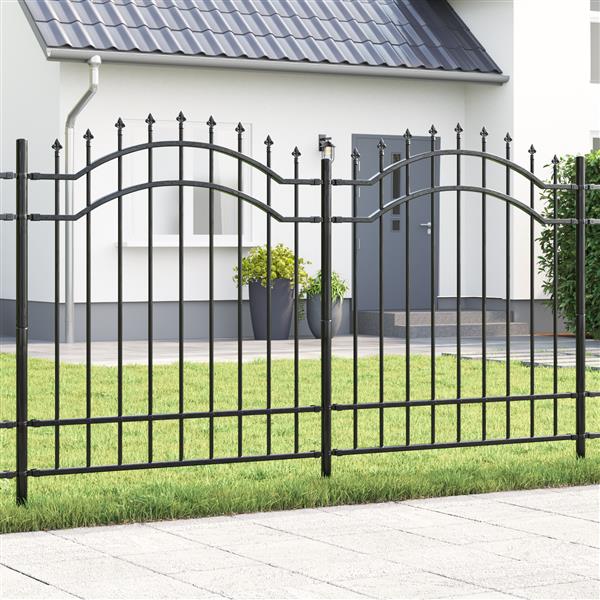 Grote foto vidaxl tuin hek grijs 165 cm poedergecoat staal tuin en terras hekken en schuttingen