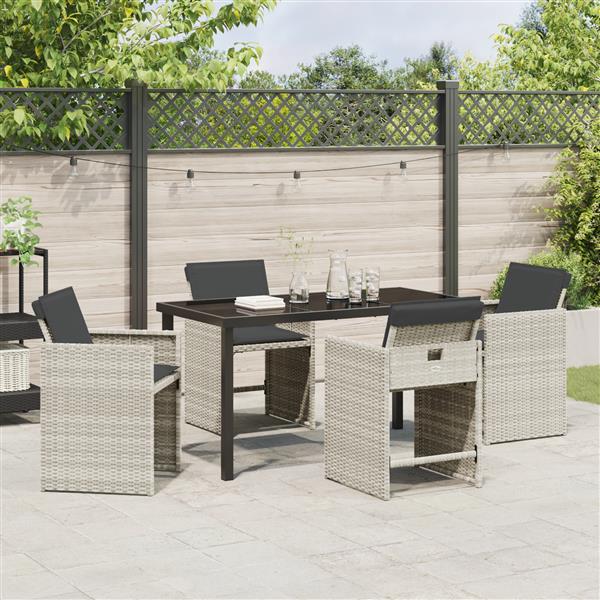Grote foto vidaxl 5 delige tuinset met kussens in lichtgrijs poly rattan tuin en terras tuinmeubelen
