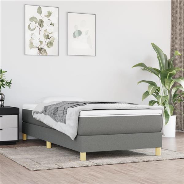Grote foto vidaxl bedframe zonder matras 90x200 cm stof donkergrijs antiek en kunst stoelen en banken
