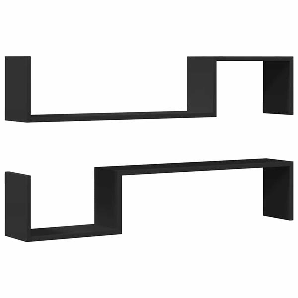 Grote foto vidaxl wandschappen 2 st 100x15x20 cm bewerkt hout zwart huis en inrichting woningdecoratie