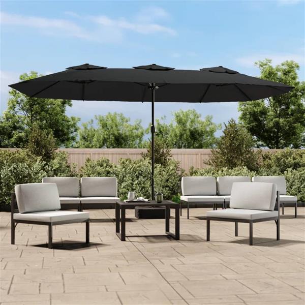 Grote foto vidaxl parasol dubbel dak met led 449x265 cm zwart tuin en terras overige tuin en terras