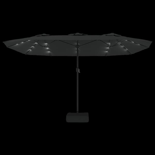 Grote foto vidaxl parasol dubbel dak met led 449x265 cm zwart tuin en terras overige tuin en terras