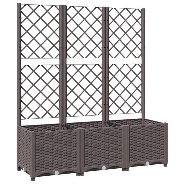 Grote foto vidaxl plantenbak met latwerk 120x40x136 cm polypropeen bruin tuin en terras overige tuin en terras