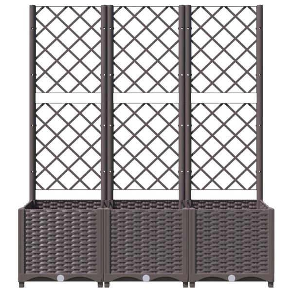 Grote foto vidaxl plantenbak met latwerk 120x40x136 cm polypropeen bruin tuin en terras overige tuin en terras