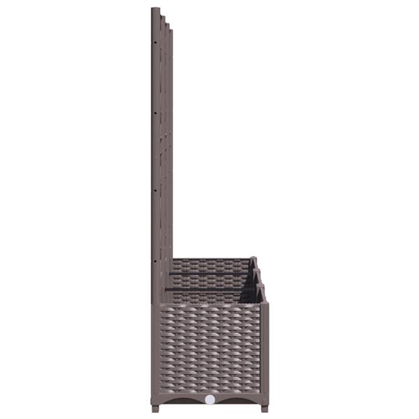 Grote foto vidaxl plantenbak met latwerk 120x40x136 cm polypropeen bruin tuin en terras overige tuin en terras