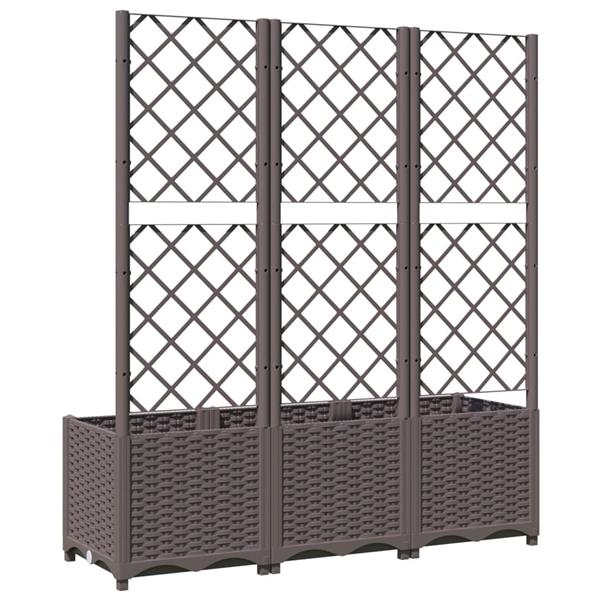 Grote foto vidaxl plantenbak met latwerk 120x40x136 cm polypropeen bruin tuin en terras overige tuin en terras