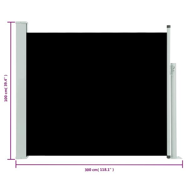 Grote foto vidaxl tuinscherm uittrekbaar 100x300 cm zwart tuin en terras overige tuin en terras