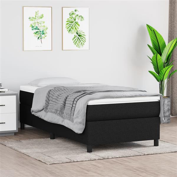 Grote foto vidaxl bedframe zonder matras 90x200 cm stof zwart antiek en kunst stoelen en banken