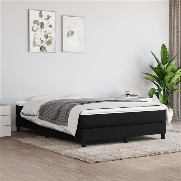 Grote foto vidaxl bedframe zonder matras stof zwart 140x200 cm antiek en kunst stoelen en banken