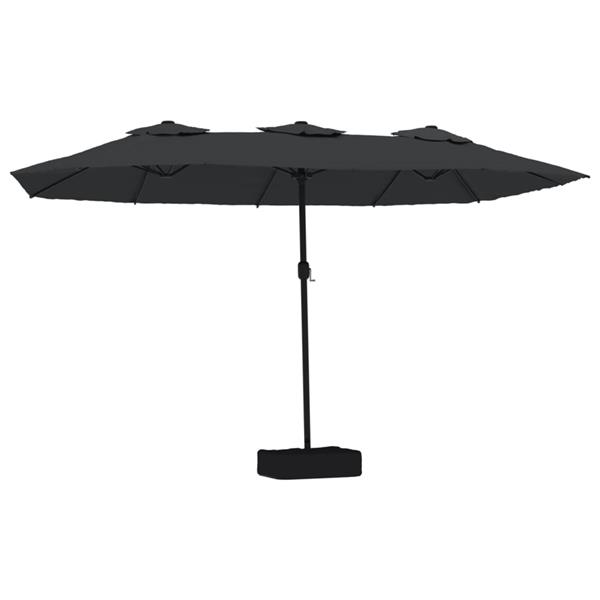 Grote foto vidaxl parasol dubbel dak met led 449x265 cm zwart tuin en terras overige tuin en terras