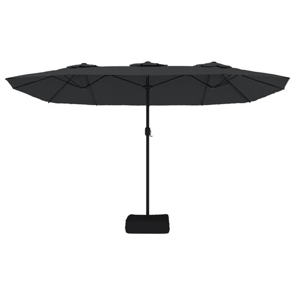 Grote foto vidaxl parasol dubbel dak met led 449x265 cm zwart tuin en terras overige tuin en terras