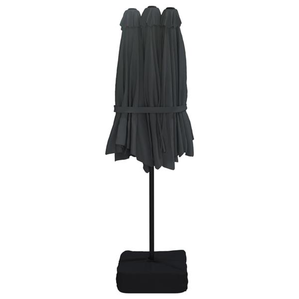 Grote foto vidaxl parasol dubbel dak met led 449x265 cm zwart tuin en terras overige tuin en terras